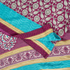 Sanskriti Vintage Sarees Purple Moss Crepe Floral Print 6+YD Soft & Smooth Sari