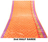 Sanskriti Vintage Sarees Craft Supplies Red Floral Printed 5YD Moss Crepe Sari