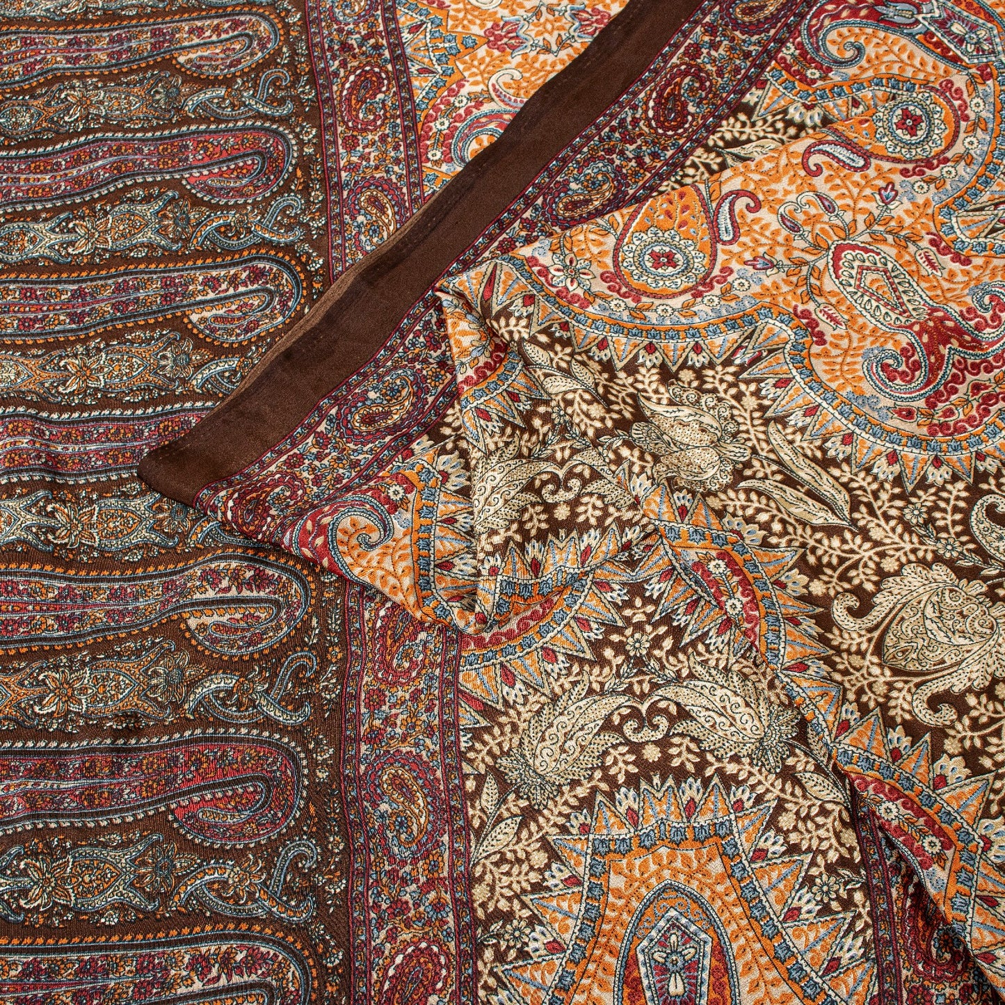 Sanskriti Vintage Craft Supplies Home Deco Ivory Floral Print 6YDSari Moss Crepe