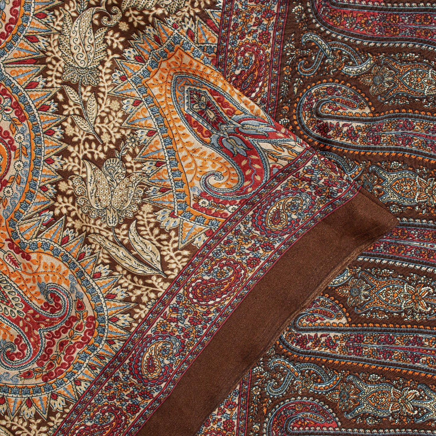 Sanskriti Vintage Craft Supplies Home Deco Ivory Floral Print 6YDSari Moss Crepe