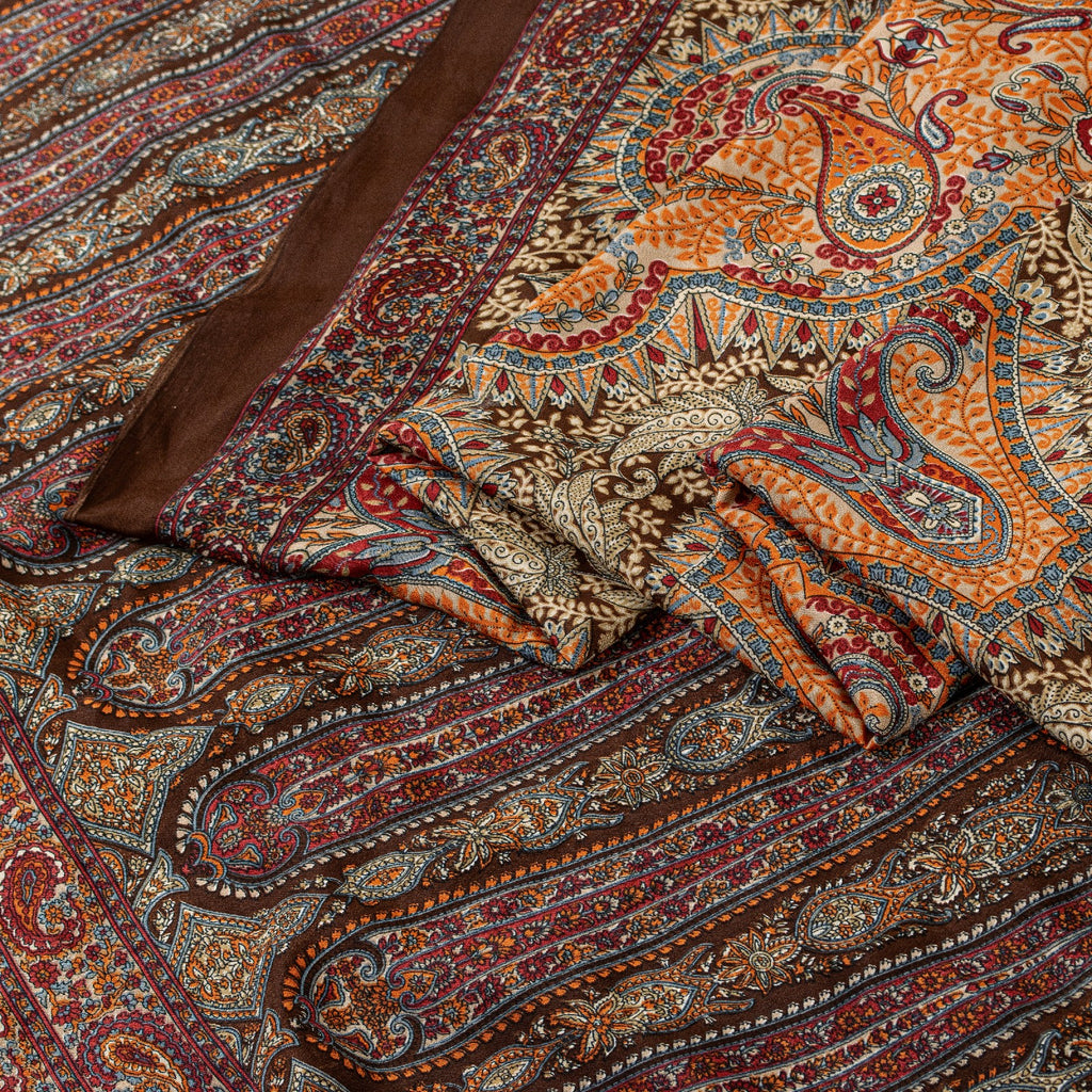 Sanskriti Vintage Craft Supplies Home Deco Ivory Floral Print 6YDSari Moss Crepe