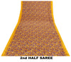 Sanskriti Vintage Craft Supplies Home Deco YellowFloral Print 5YDSari Moss Crepe
