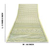 Sanskriti Vintage Sarees Yellow & Green Moss Crepe Floral Print Sari 5+yd Fabric