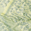 Sanskriti Vintage Sarees Yellow & Green Moss Crepe Floral Print Sari 5+yd Fabric