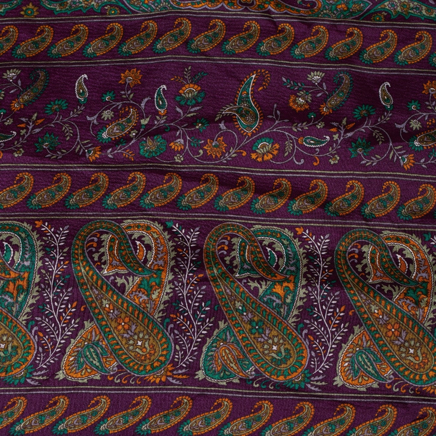 Sanskriti Vintage Sarees Wine Moss Crepe Floral Printed Sari 7yd Craft Fabric