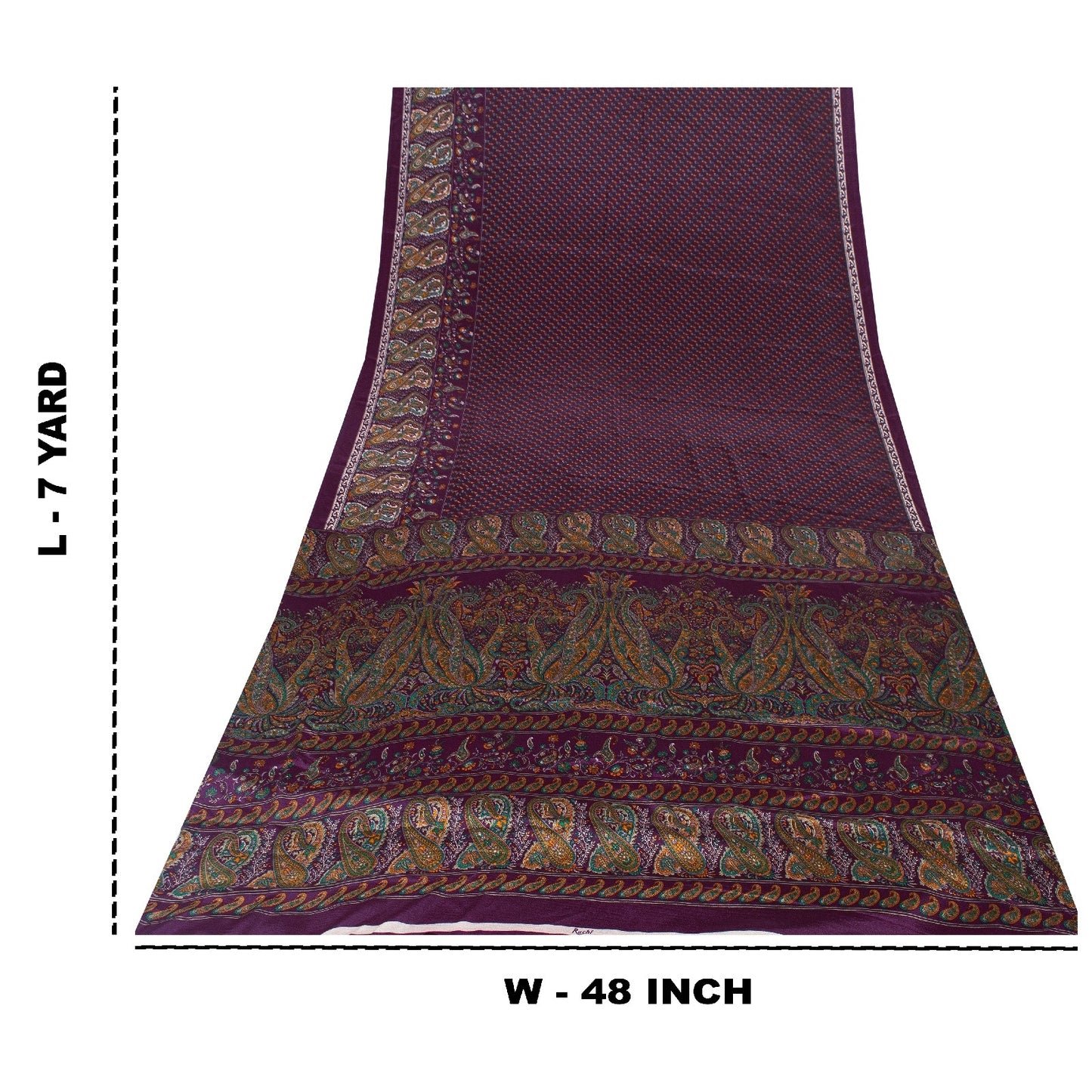 Sanskriti Vintage Sarees Wine Moss Crepe Floral Printed Sari 7yd Craft Fabric