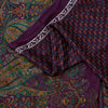Sanskriti Vintage Sarees Wine Moss Crepe Floral Printed Sari 7yd Craft Fabric