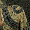 Sanskriti Vintage Sarees Black & Cream Moss Crepe Paisley Print Sari 5+yd Fabric