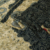 Sanskriti Vintage Sarees Black & Cream Moss Crepe Paisley Print Sari 5+yd Fabric