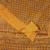 Sanskriti Vintage Sarees Brown & Yellow Moss Crepe Print Sari 5+YD Craft Fabric