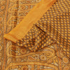 Sanskriti Vintage Sarees Brown & Yellow Moss Crepe Print Sari 5+YD Craft Fabric
