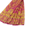 Sanskriti Vintage Indian Sarees Pink Moss Crepe Printed Sari 5+YD Craft Fabric