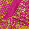 Sanskriti Vintage Indian Sarees Pink Moss Crepe Printed Sari 5+YD Craft Fabric