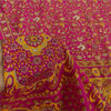 Sanskriti Vintage Indian Sarees Pink Moss Crepe Printed Sari 5+YD Craft Fabric