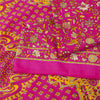 Sanskriti Vintage Indian Sarees Pink Moss Crepe Printed Sari 5+YD Craft Fabric