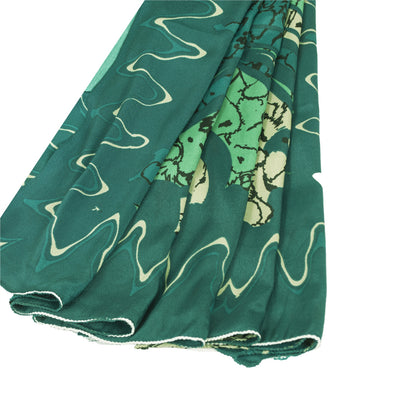 Sanskriti Vintage Sarees Green Moss Crepe Abstract Print Sari 5+YD Craft Fabric