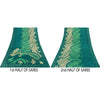 Sanskriti Vintage Sarees Green Moss Crepe Abstract Print Sari 5+YD Craft Fabric