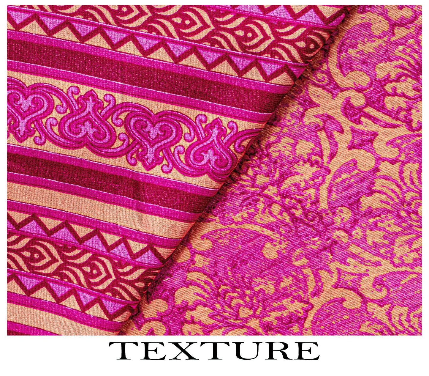 Sanskriti Vintage Saree Pink Moss Crepe Floral Printed Sari 7+YD Craft Fabric