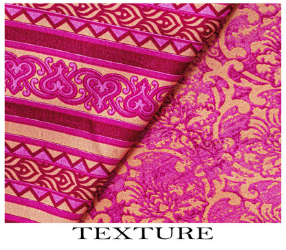 Sanskriti Vintage Saree Pink Moss Crepe Floral Printed Sari 7+YD Craft Fabric