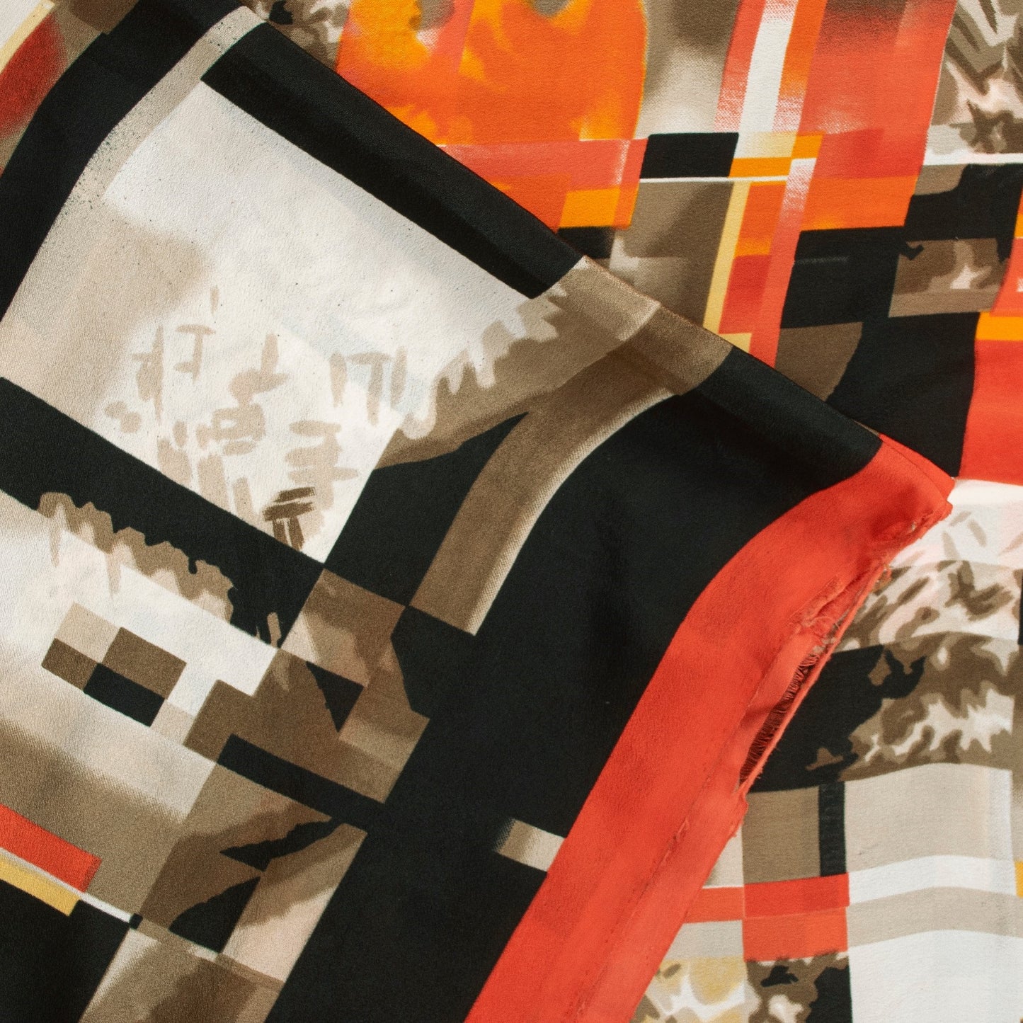 Sanskriti Vintage Sarees Moss Crepe Digital Print Abstract 5+YD Crafters Upcycle