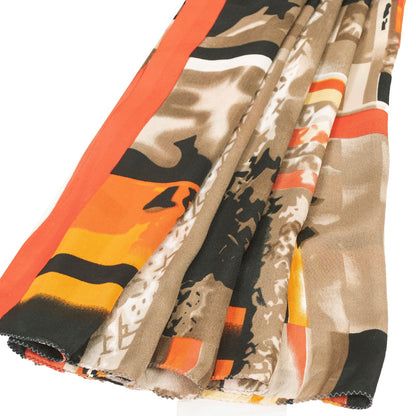Sanskriti Vintage Sarees Moss Crepe Digital Print Abstract 5+YD Crafters Upcycle