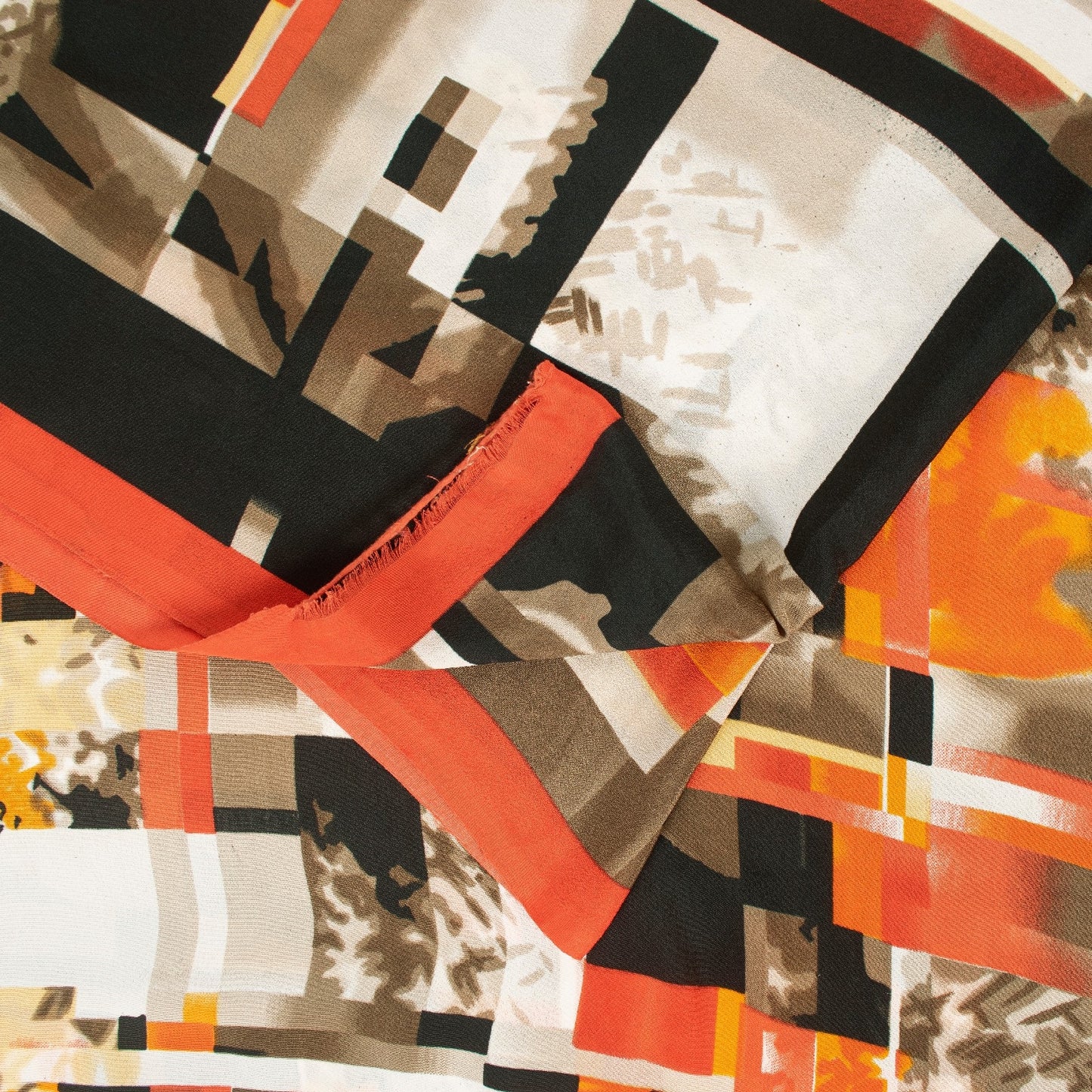 Sanskriti Vintage Sarees Moss Crepe Digital Print Abstract 5+YD Crafters Upcycle