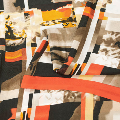 Sanskriti Vintage Sarees Moss Crepe Digital Print Abstract 5+YD Crafters Upcycle