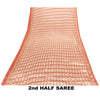 Sanskriti Vintage Sarees Ivory & Peach Moss Crepe Geometric Ikat Print 6YD Sari