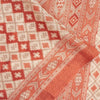 Sanskriti Vintage Sarees Ivory & Peach Moss Crepe Geometric Ikat Print 6YD Sari