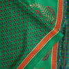 Sanskriti Vintage Sarees Green Moss Crepe Floral Print 6+YD Textile Fabric Sari