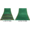 Sanskriti Vintage Sarees Green Moss Crepe Floral Print 6+YD Textile Fabric Sari