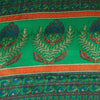 Sanskriti Vintage Sarees Green Moss Crepe Floral Print 6+YD Textile Fabric Sari