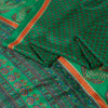 Sanskriti Vintage Sarees Green Moss Crepe Floral Print 6+YD Textile Fabric Sari