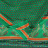 Sanskriti Vintage Sarees Green Moss Crepe Floral Print 6+YD Textile Fabric Sari