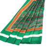 Sanskriti Vintage Sarees Green Moss Crepe Floral Print 6+YD Textile Fabric Sari