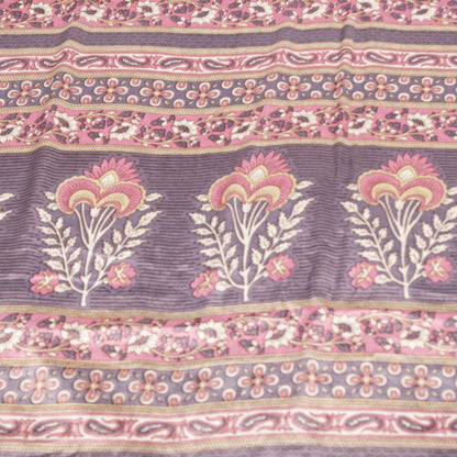Sanskriti Vintage Sarees White Moss Crepe Floral Printed 5+yd Dressmaking Sari