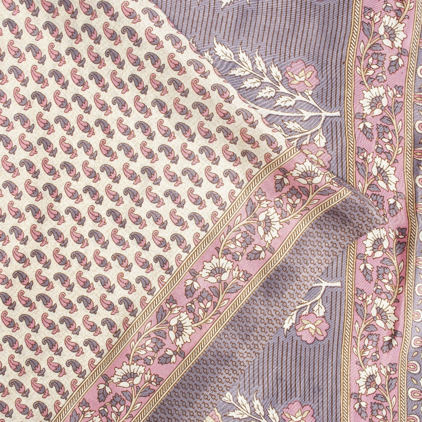 Sanskriti Vintage Sarees White Moss Crepe Floral Printed 5+yd Dressmaking Sari