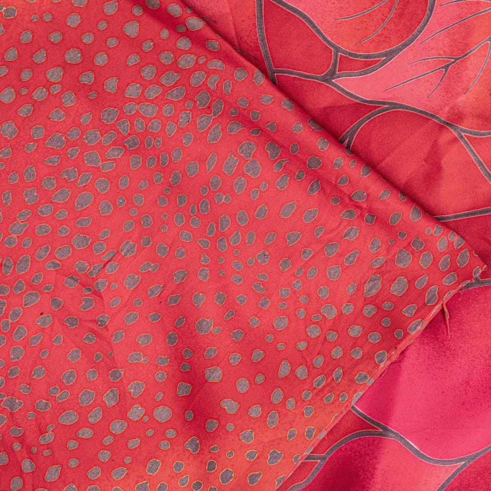 Sanskriti Vintage Sarees Red & Pink Floral Print 5+YD Moss Crepe Crafter's Sari
