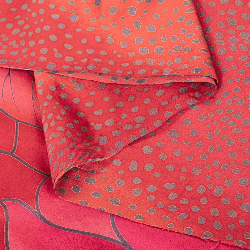 Sanskriti Vintage Sarees Red & Pink Floral Print 5+YD Moss Crepe Crafter's Sari