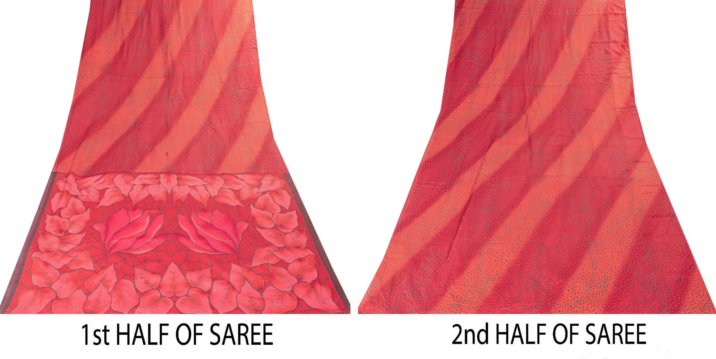 Sanskriti Vintage Sarees Red & Pink Floral Print 5+YD Moss Crepe Crafter's Sari
