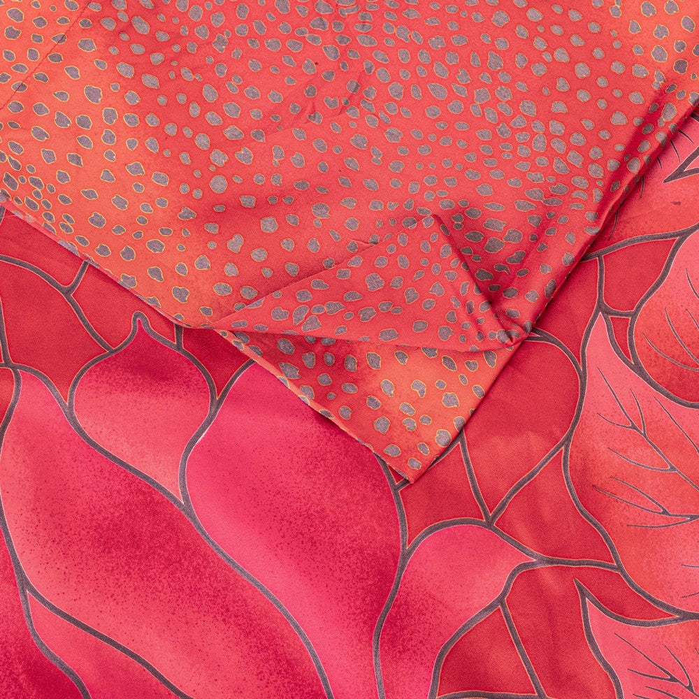 Sanskriti Vintage Sarees Red & Pink Floral Print 5+YD Moss Crepe Crafter's Sari
