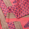 Sanskriti Vintage Sarees Pink Moss Crepe Floral Block Printed 5+YD Indian Sari