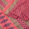 Sanskriti Vintage Sarees Pink Moss Crepe Floral Block Printed 5+YD Indian Sari