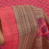 Sanskriti Vintage Sarees Pink Moss Crepe Floral Block Printed 5+YD Indian Sari