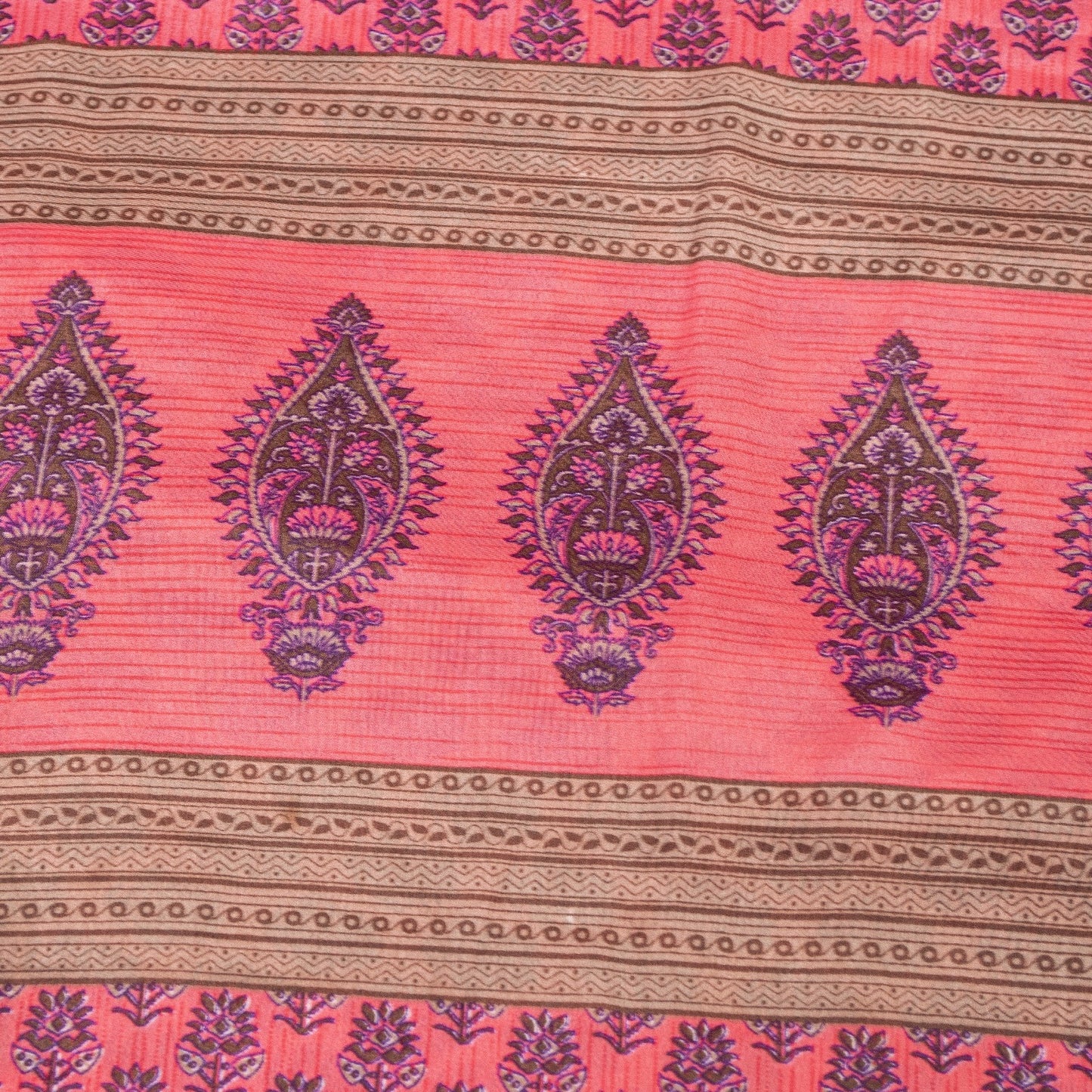 Sanskriti Vintage Sarees Pink Moss Crepe Floral Block Printed 5+YD Indian Sari