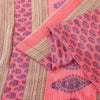 Sanskriti Vintage Sarees Pink Moss Crepe Floral Block Printed 5+YD Indian Sari