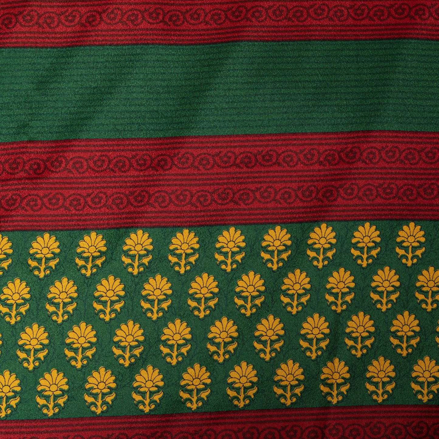 Sanskriti Vintage Saree Yellow Moss Crepe Floral Printed Sari 6+YD Craft Fabric