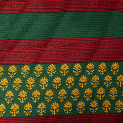 Sanskriti Vintage Saree Yellow Moss Crepe Floral Printed Sari 6+YD Craft Fabric
