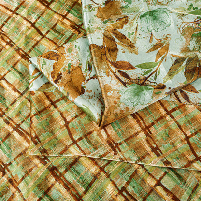 Sanskriti Vintage Sarees Craft Supplies Ivory Floral Print 5+YD Moss Crepe Sari