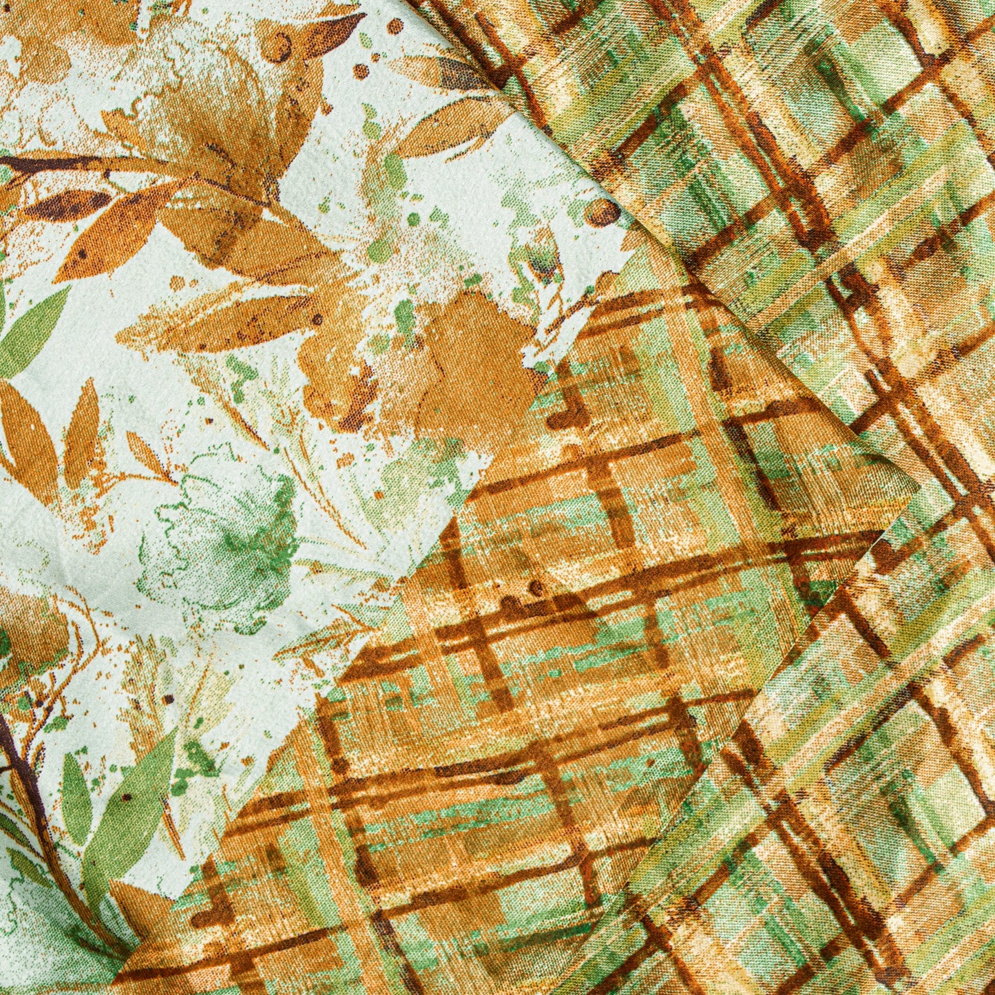Sanskriti Vintage Sarees Craft Supplies Ivory Floral Print 5+YD Moss Crepe Sari